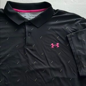 Under Armour Men's The Performance Polo Shirt XL Black with Pink Accents
